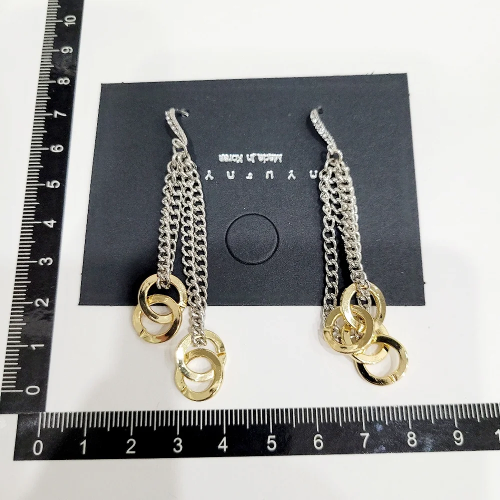 Brand New Gold & Silver Chain Dangle Earrings - Picture 6 of 6